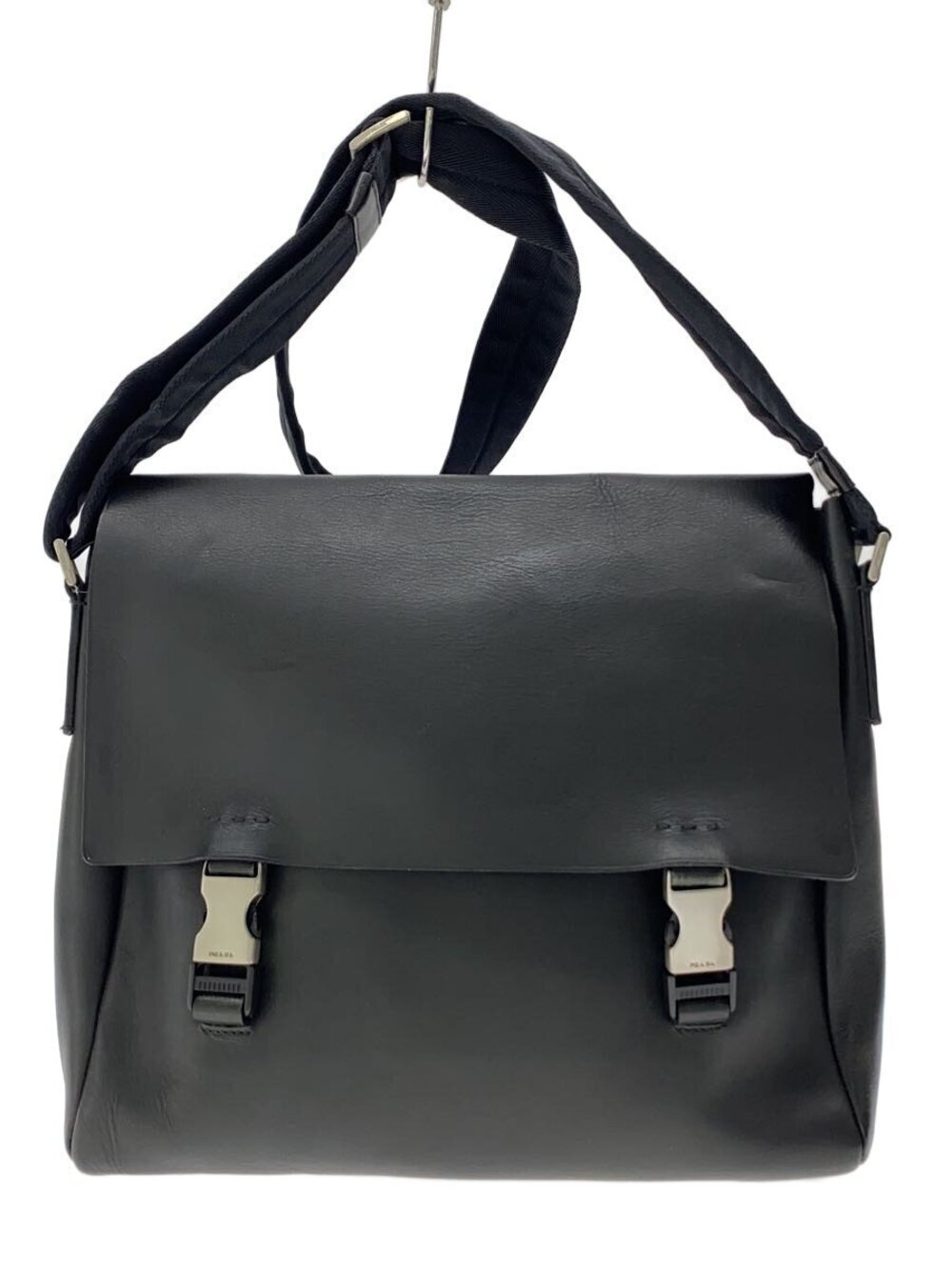 Prada Messenger Crossbody Bag Leather Black